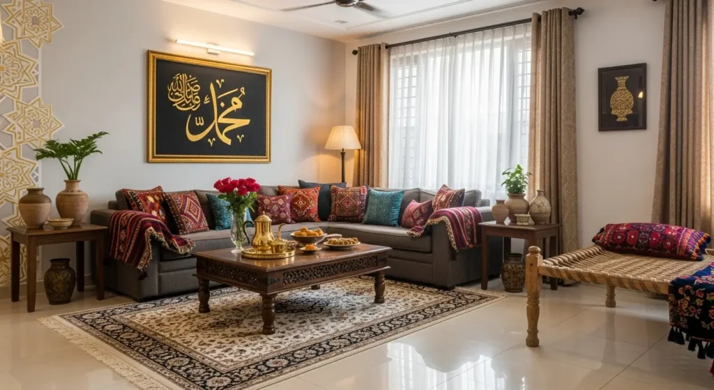 Modern Pakistani living room with traditional and contemporary design