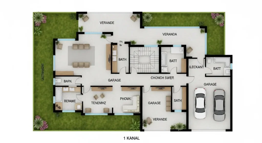 1 Kanal house design in Swat featuring spacious layout and functional floor plan