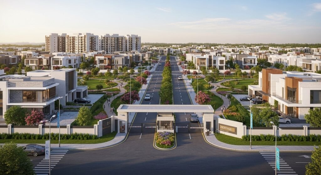 Luxury gated community showing houses and apartments in real estate in Islamabad